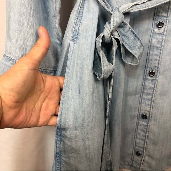 Gaps Women’s  Dress Chambray Long Sleeve Collar Front Button Belt - Picture 6 of 10